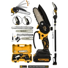 Normadia 18V Çift Akülü Ağaç Dal Kesici ve Budama Testeresi Teleskopik Kollu