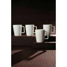 Perotti Pure Daisy 4'lü Saf Beyaz Porselen 230 ml Kupa Seti