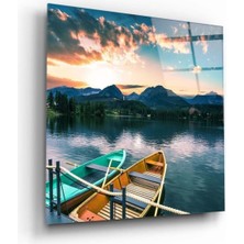 Beta Moda Hub Göl ve Dağ Manzaralı Cam Tablo NO:2061