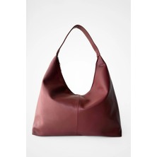 Ebrou Kadın Siyah Büyük Boy Salaş Omuz Çantası - Geniş Hacim Suni Deri Tasarım