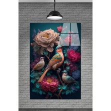 Beta Moda Hub Metacam Sevilen Seri Çiçekler Içinde Kuş Cam Tablosu