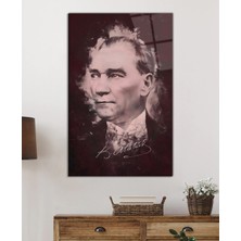 Beta Moda Hub Imzalı Mustafa Kemal Atatürk Portresi Cam Tablo, Temperli ve Rodajlı Dayanıklı  Cam