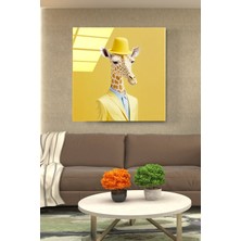 Beta Moda Hub Zürafa Portre Cam Tablo, Dekoratif Cam Tablo