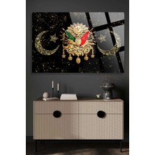 Beta Moda Hub Gold Detay Osmanlı Tuğrası 4mm Kırılmaz Temperli Yüksek Çözünürlüklü Cam Tablo