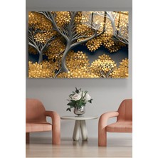 Beta Moda Hub Sarı Yapraklı Ağaç Cam Tablo, Dekoratif Cam Tablo
