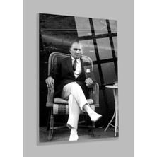 Beta Moda Hub Ultra Yüksek Çözünürlüklü Siyah Beyaz Atatürk Tablosu 4mm Kırılmaz Cam Tablo Ev, Salon, Hediyesi