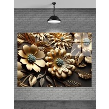 Beta Moda Hub Gold Altın Çiçek Cam Tablo Ev Dekorasyon,balkon Dekorasyonu,dekoratif,duvar Tablo,mutfak Tablo