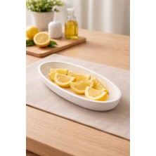 Beyaz Kayık Form Sunum Tabağı