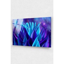 Beta Moda Hub Mor Nilüfer Temperli Cam Tablo, Lotus Çiçeği Doğa Tabloları Canlı Renkli Çiçek Ev Duvar Dekorasyon