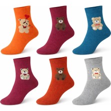 İpeksi 6 Çift Teddy Ayıcık Dikişsiz Penye Pamuklu Premium Soket Kolej Çorap