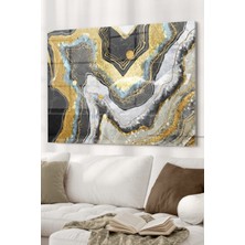 Beta Moda Hub Gold Detaylı Mermer | Soyut Temalı Cam Tablo | 50X70 cm