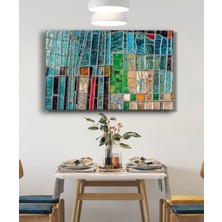 Beta Moda Hub Rengarenk Geometrik Soyut Cam Tablo, Temperli ve Rodajlı Dayanıklı  Cam