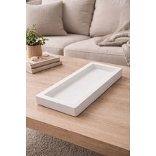 Beyaz Dikdörtgen Dekoratif Servis Tepsisi