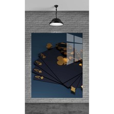 Beta Moda Hub Black Oyun Kartları Dekoratif Temperli Cam Üzerine Tablo Sevgilinize Yılbaşı Hediye