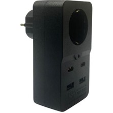 Kaia Life Isıya Dayanıklı Termal Akım Korumalı 1 Priz Girişli 2 USB Girişli 2 Type-C Girişli Pirz