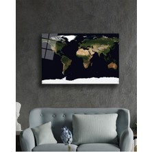 Beta Moda Hub Yeni Detaysız Dünya Haritası Cam Tablo, Darbelere Dayanıklı Kırılmaz Temperli