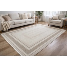 Hoom Rugs Gusto 0850A Bej Krem Modern Halı Mikrofiber Polyester Hav Vermez Spor Saçaklı Halı