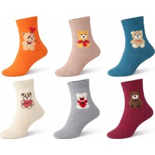 İpeksi 6 Çift Teddy Ayıcık Dikişsiz Penye Pamuklu Premium Soket Kolej Çorap