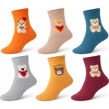 İpeksi 6 Çift Teddy Ayıcık Dikişsiz Penye Pamuklu Premium Soket Kolej Çorap