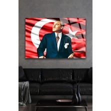 Beta Moda Hub Atatürk Bayraklı Lüks 4mm Kırılmaz Temperli Yüksek Çözünürlüklü Cam Tablo
