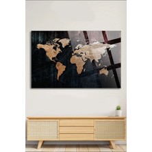 Beta Moda Hub Modern Dünya Haritası Ofis, Ev Için Harita 4mm Kırılmaz Temperli Yüksek Çözünürlüklü Cam Tablo