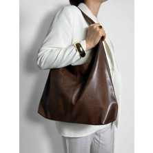 Ebrou Kadın Omuz Çantası - Büyük Boy Siyah Suni Deri Minimalist Tasarım Geniş Hacim