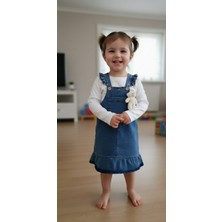 Kidzes Kız Çocuk Bayramlık Badili Yumuşak Kot Salopet Elbise