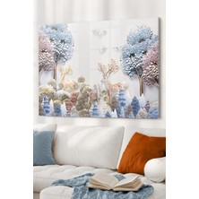 Beta Moda Hub Geyikli Orman|doğa Temalı Dijital Baskı Modern Dekoratif Cam Tablo | 50X70 cm