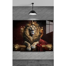 Beta Moda Hub Meta Cam Aslan ve Tahtı Cam Tablo Ev Dekorasyon,balkon Dekorasyonu,dekoratif,duvar Tablo