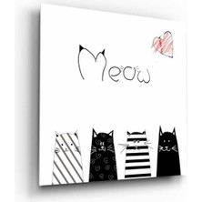 Beta Moda Hub Miyav (Kedi) Cam Tablo NO:1132 | Hediyelik, Dekoratif, Ofis, Mutfak
