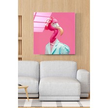 Beta Moda Hub Flamingo Portre Cam Tablo, Dekoratif Cam Tablo