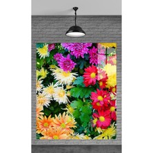 Beta Moda Hub Muhteşem Rengarenk Çiçekler Temperli Cam Üzerine Tablo Sevgilinize Yılbaşı Hediye