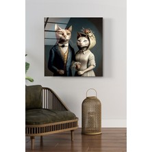 Beta Moda Hub Couple Cat Cam Tablo, Dekoratif Cam Tablo