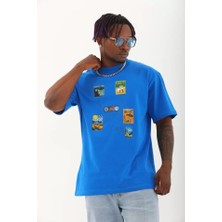 Indispensablely Unisex Oversize Baskılı Bisiklet Yaka T-Shirt -