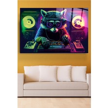 Beta Moda Hub Dj Rakun Cam Tablo, Dekoratif Cam Tablo