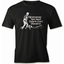 Indispensablely 24 Kasim Öğretmenler Baskili T-Shi̇rt - Si̇yah