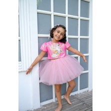 Duca Unicorn Baskılı Payetli Bluz ve Kabarık Tütü Etekli Takım