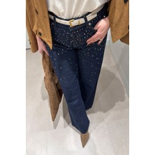 Magarde Önü Taşlı Premium Jean- Koyu Lacivert