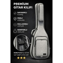 Erga Müzik Keten Gri Akustik Gitar Çantası Su Geçirmez Pedli–sap Sabitleyici Cırtlı Gigbag