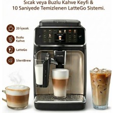 Philips 20 Çeşit Sıcak ve Soğuk Kahve Hazırlayan Tam Otomatik Espresso Makinesi Lattego Süt Köpürtücü Sistemi Sessiz Çalışan Seramik Öğütücü ve Dokunmatik