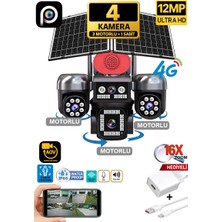 Ventus 4g S446MOTO 12MP 4 Kameralı ( 3 Motorlu +1 Sabit) Sirenli Çift Solar Panel 20800MAH Batarya