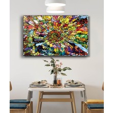 Beta Moda Hub Rengarenk Geometrik Soyut Cam Tablo, Temperli ve Rodajlı Dayanıklı  Cam