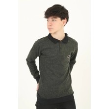 Indispensablely Çocuk Selani̇k Yaka Nakişli Kazak - Haki̇