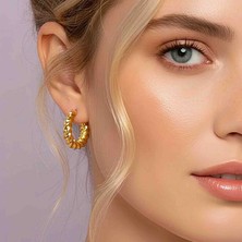 Bontexs Gold Renk Burgu Model Çelik Halka Küpe