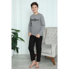 Veralya Moda Erkek Çocuk Penye Pijama Takım Füme