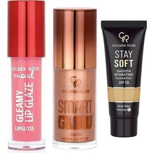 Golden Rose Mood Gleamy Lip Glaze Lipgloss NO:204 Baby Pink ... +2 Parça Kozmetik Seti