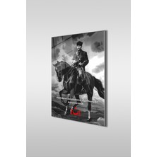 Beta Moda Hub Atatürk Özel Tasarım 3 Siyah Beyaz Dikey Cam Tablo