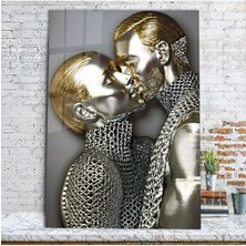 Beta Moda Hub Modern Heykel Aşkı Temperli Cam Tablo, Ev ve Ofis Duvar Dekoru Hediyelik Büyük Tablo Dayanıklı Cam