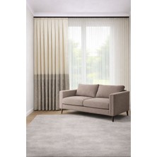 Perde Merkezi Mısır Krem Bej Gold Fon Perde Salon ve Misafir Odalarına Uygun 1/3 Sık Pileli Tek Kanat Lüks Modern Fon Perde