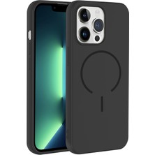 Paladyum Case iPhone 13 Pro Max Uyumlu Magsafe Özellikli Siyah Silikon Meta Kapak